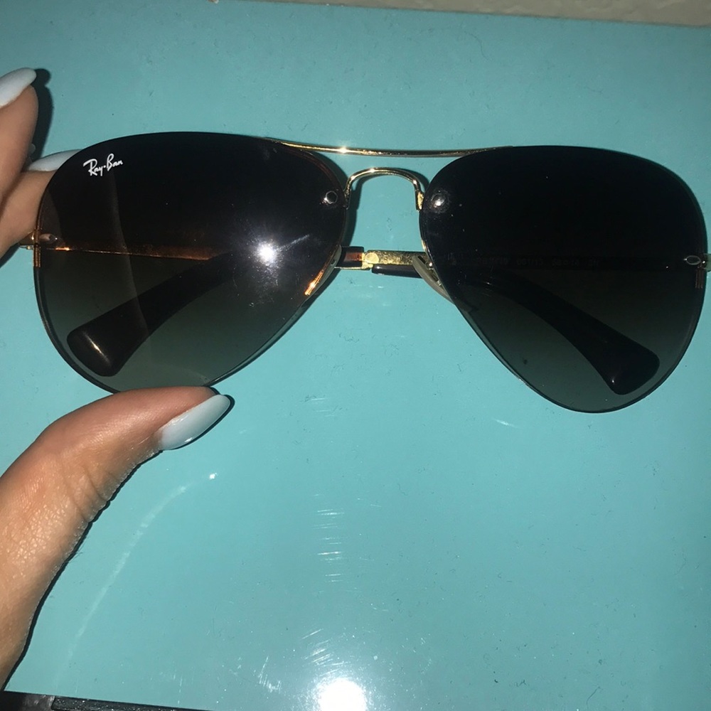 RayBan Rimless Brown Gradient Aviator